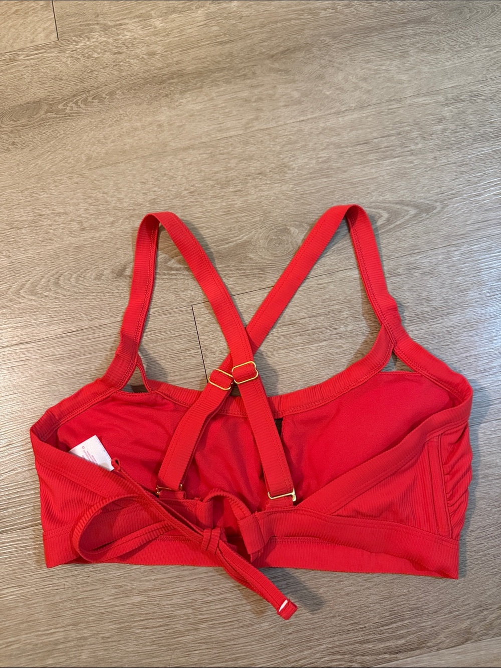 Target Red Ribbed Cross-Back Bikini Top - Picture 4 of 5